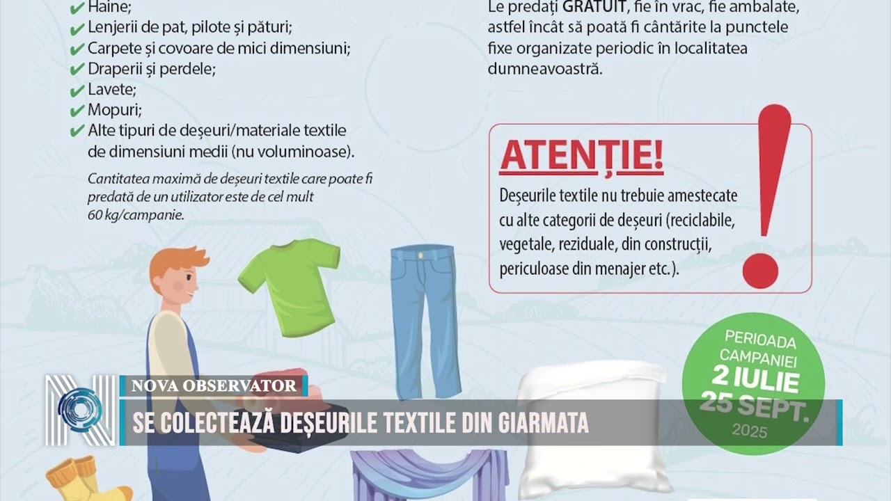 Se colectează deșeurile textile din Giarmata 