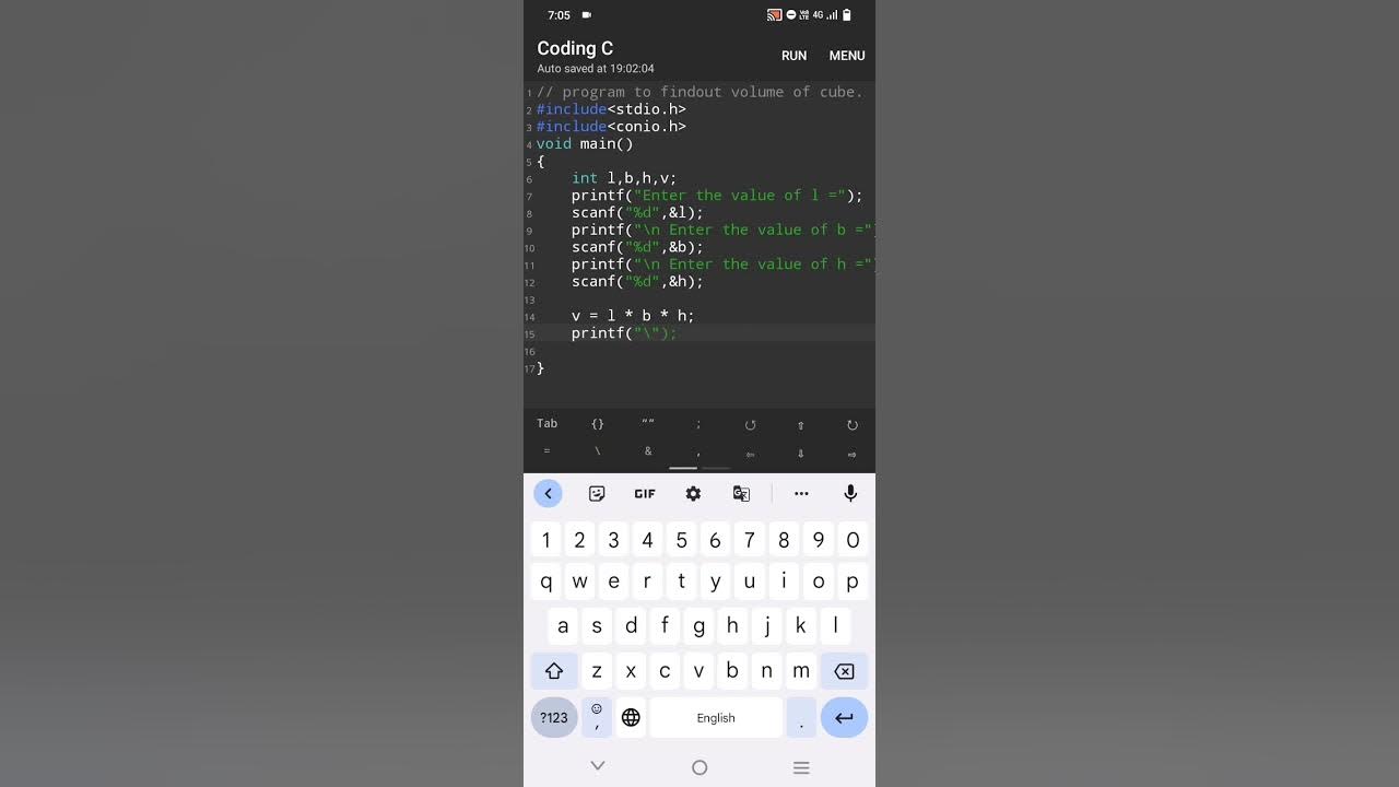 #C program for volume of cube in c programming language....... - YouTube