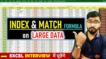 How To Apply INDEX and Match Formula on Large Data in Excel [Hindi] #excel