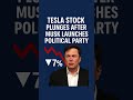 Tesla Stock Plunges as Musk Launches New Political Party #musk #trump #muskvstrump #youtubeshorts