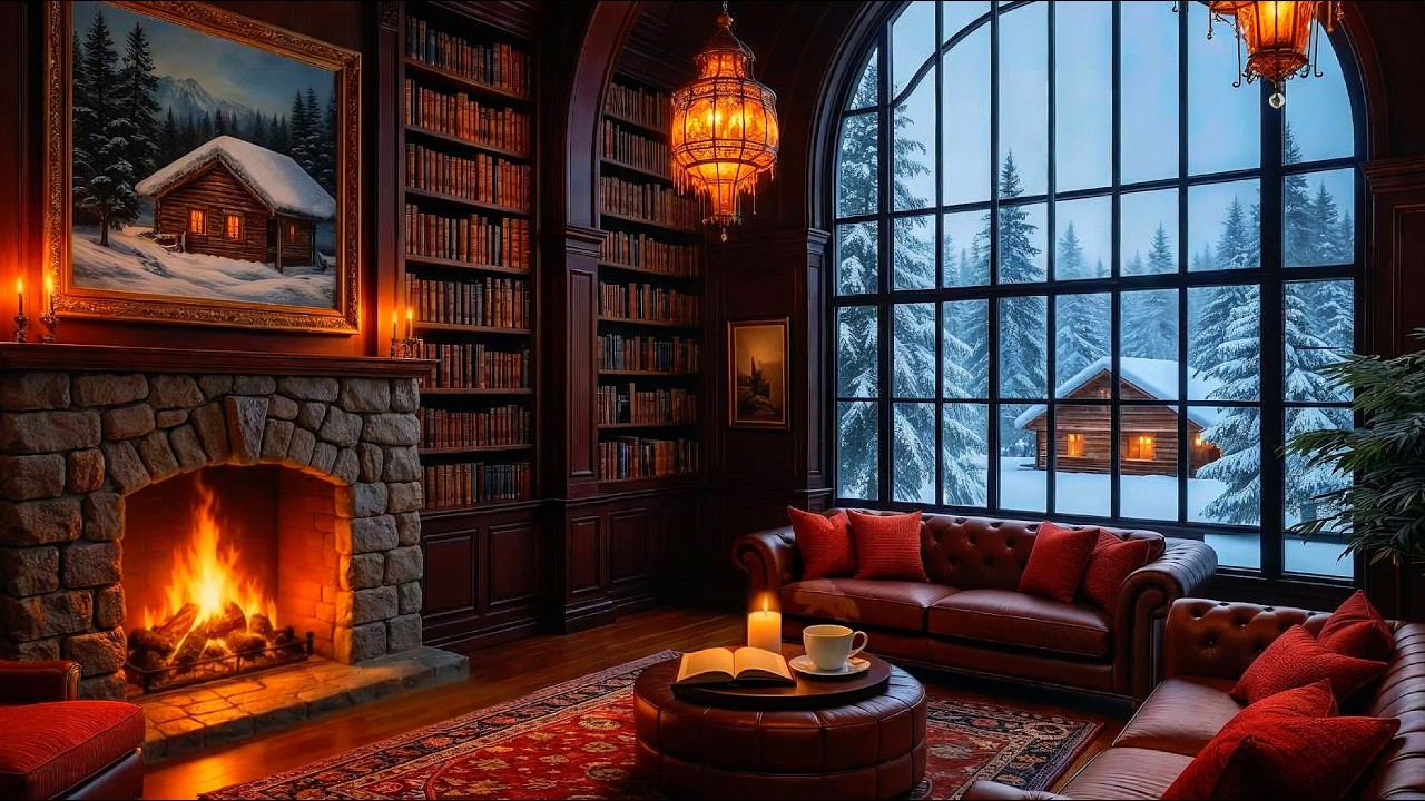 Cozy Fireplace & Falling Snow Ambience ❄️🔥 3 Hours for Sleep, Study & Relaxation