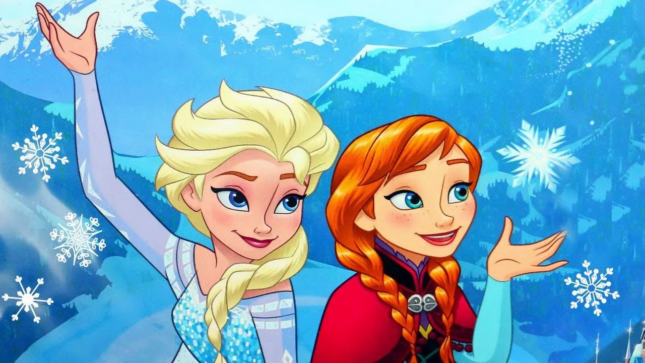 Princesses Anna and Elsa painting with water Frozen coloring pages