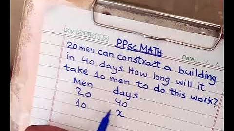 20 men can construct a building in 40 days. How long will it take 10 men to do this work? ppsc