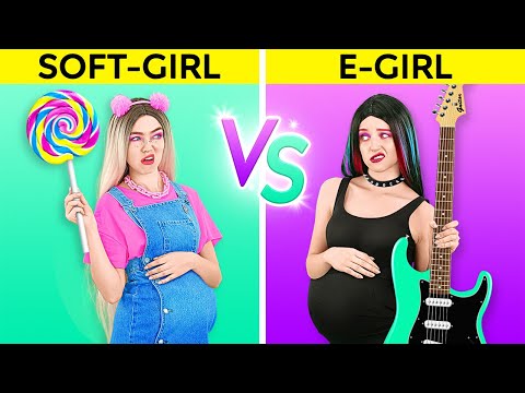 SOFT GIRL PREGNANT VS E-GIRL PREGNANT || Amazing Life Situations At School And Home by 123 GO!