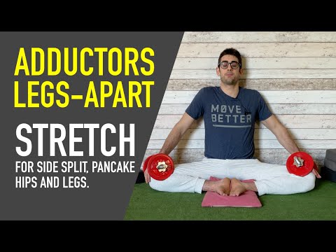 Stretching for Adductors, Side Split, Legs Apart. Flexibility exercises for  Hips (Taylor Pose). 