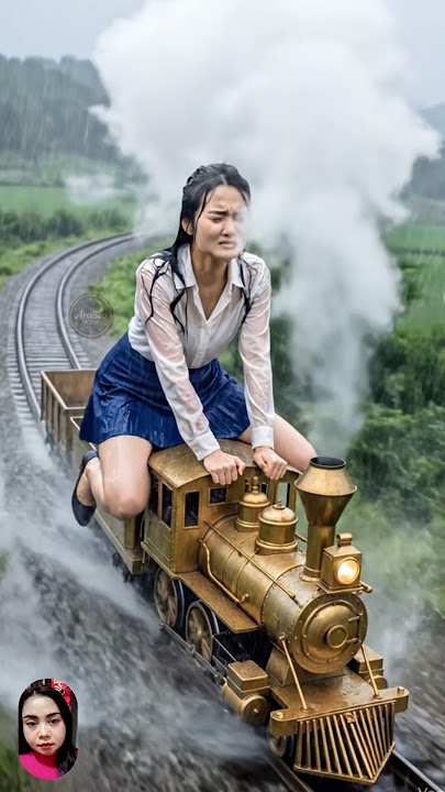 🤣 Golden 1890 Steam Train Sends Her Into Pure Panic! #shortsfeed #undead #bome #shorteo #aigenerated