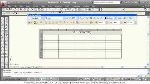 AutoCAD Table Tutorial | AutoCAD Table Edit