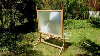 Solar cooking: Boiling eggs with TV Fresnel lens