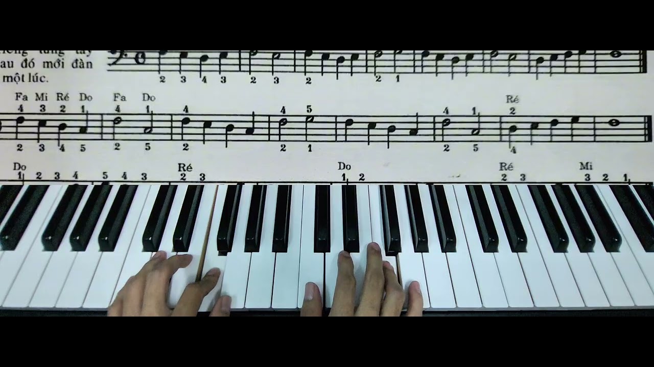 Bài 16 piano. Khóa F. Bắt đầu vào bước khó