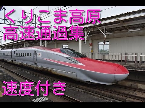速度付き　くりこま高原駅　新幹線高速通過集 / Shinkansen High Speed Passing at Kurikomakougen Station with Speed