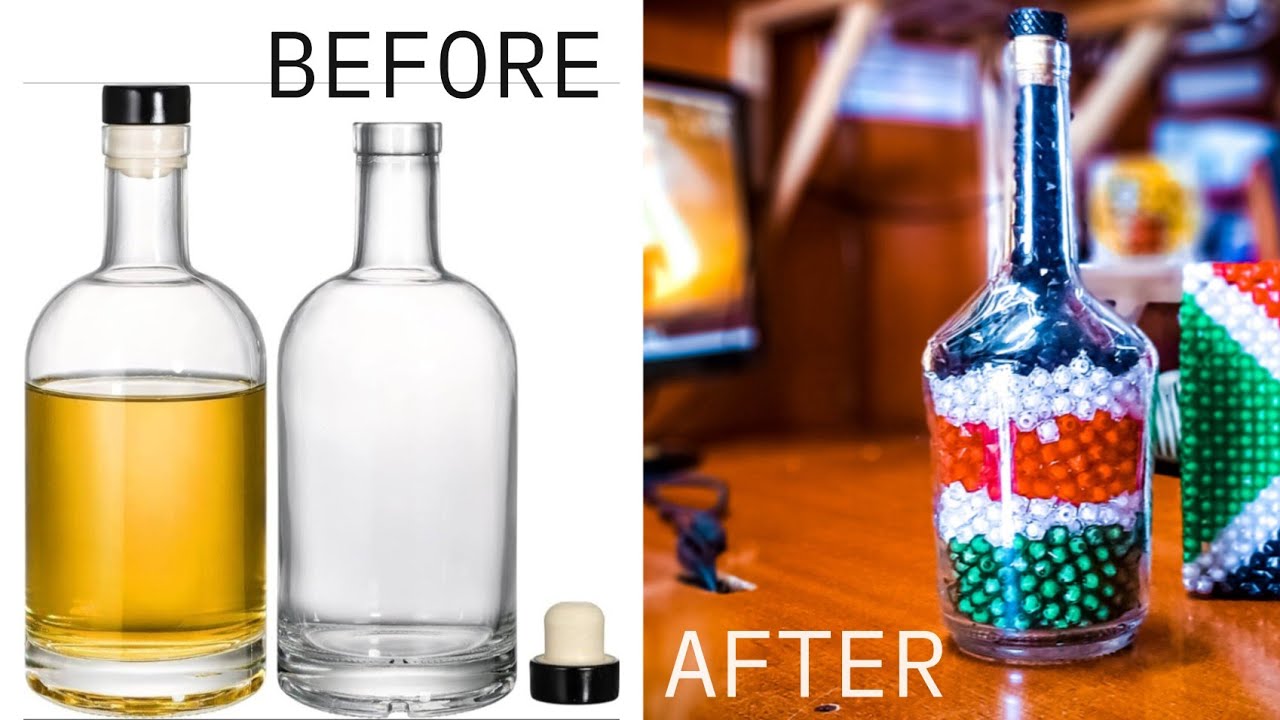 DIY tutorial on how to make money by recycling used bottles into beautiful artwork using beads