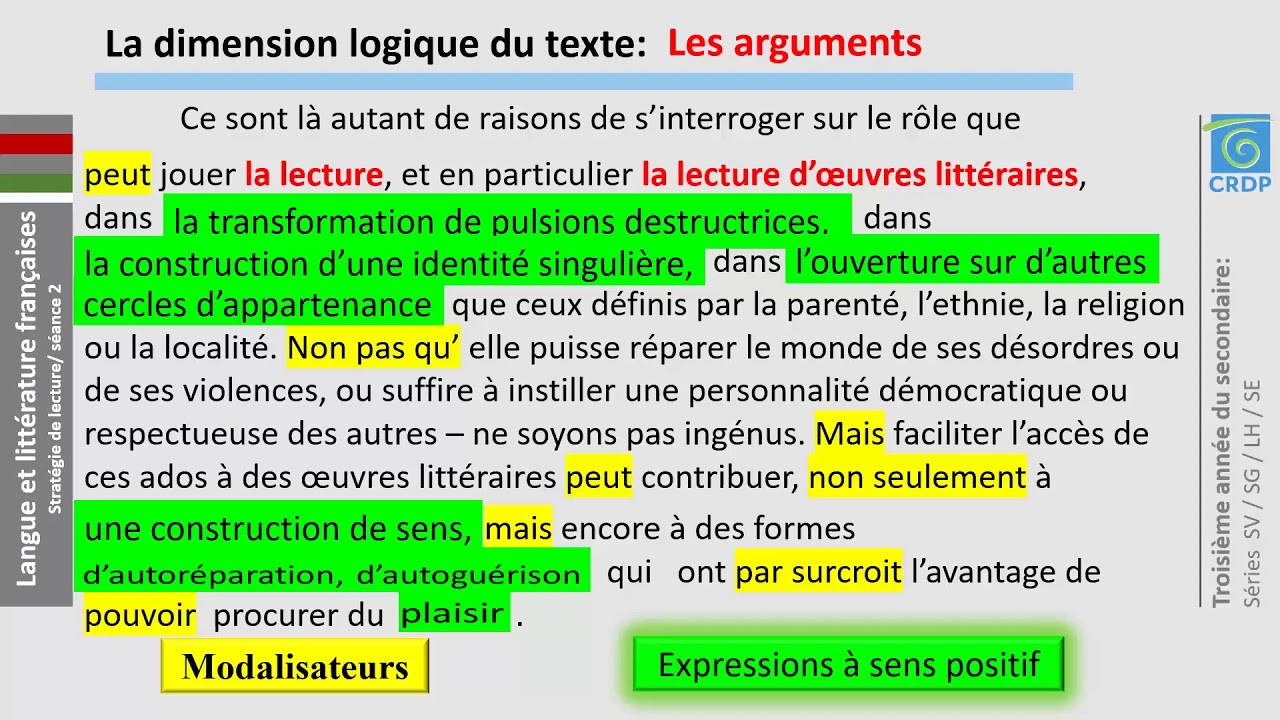 Langue et littérature françaises Lire/comprendre un texte 5 : Strategie