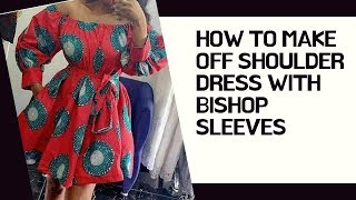 OFF SHOULDER DRESS WITH BISHOP SLEEVES 