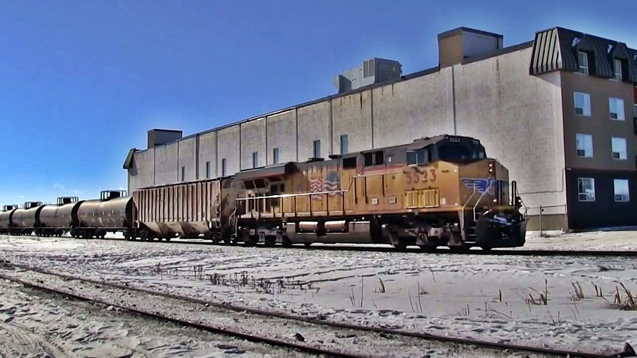 CP 568 Oil Train, UP 5523 Foreign Power Leads Thru CP IMS Yard, On Its ...