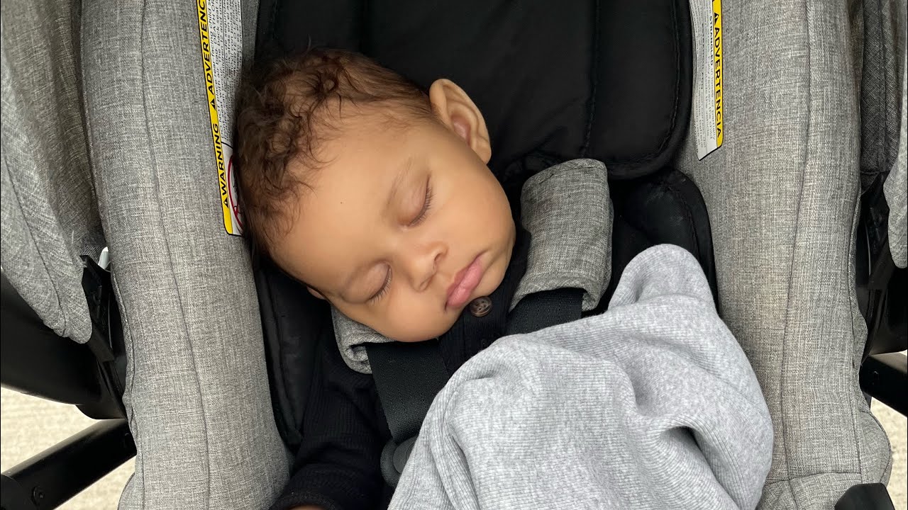Taking My Newborn Baby Out For A Walk In His Stroller. First Day Of ...