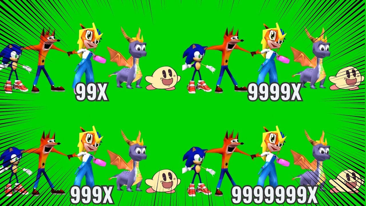 Crash Spyro Coco sonic and Kirby doing the woah Getting 999999X Speed