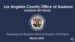 Preparing the Business Personal Property Statement March 2022