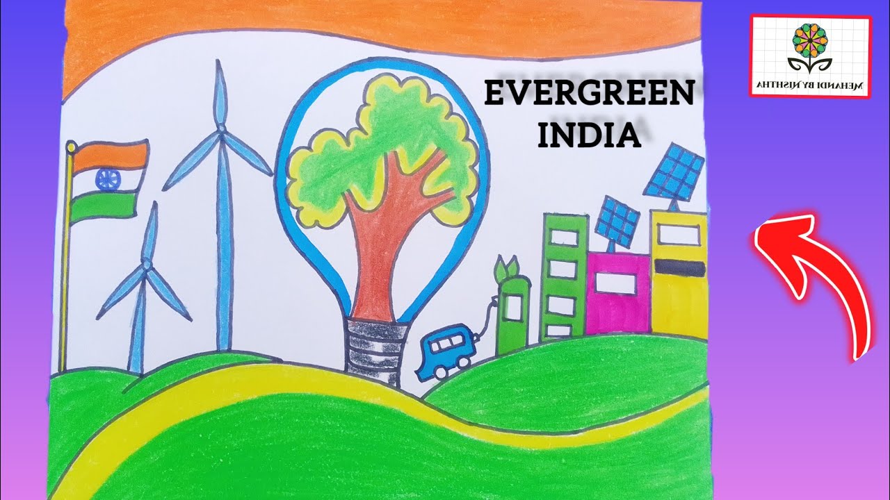 Evergreen India Drawing/India 2023 Drawing/Evergreen India Poster Drawing/ Evergreen India Poster