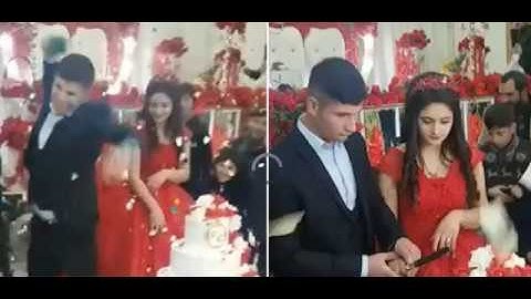 World’s moodiest groom completely loses it in front of guests during botched cake cutting ceremony