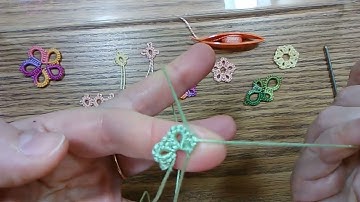beginners shuttle tatting - easy "rings only" tatted flower