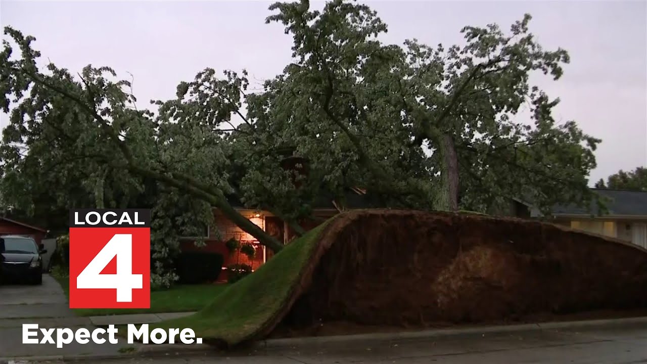 Fast-moving storms leave massive damage across SE Michigan - YouTube