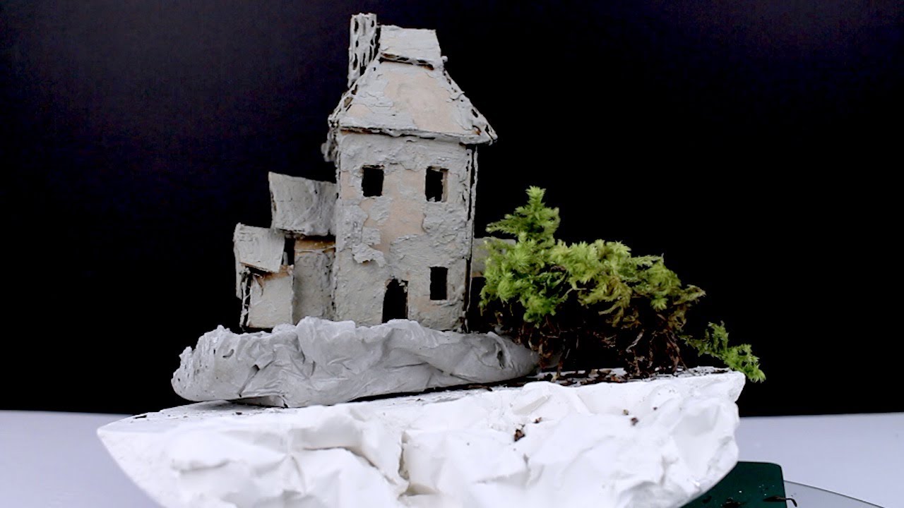 🍄DIY Abandoned Fairy House Cottage Using Cardboard and Cement🍄