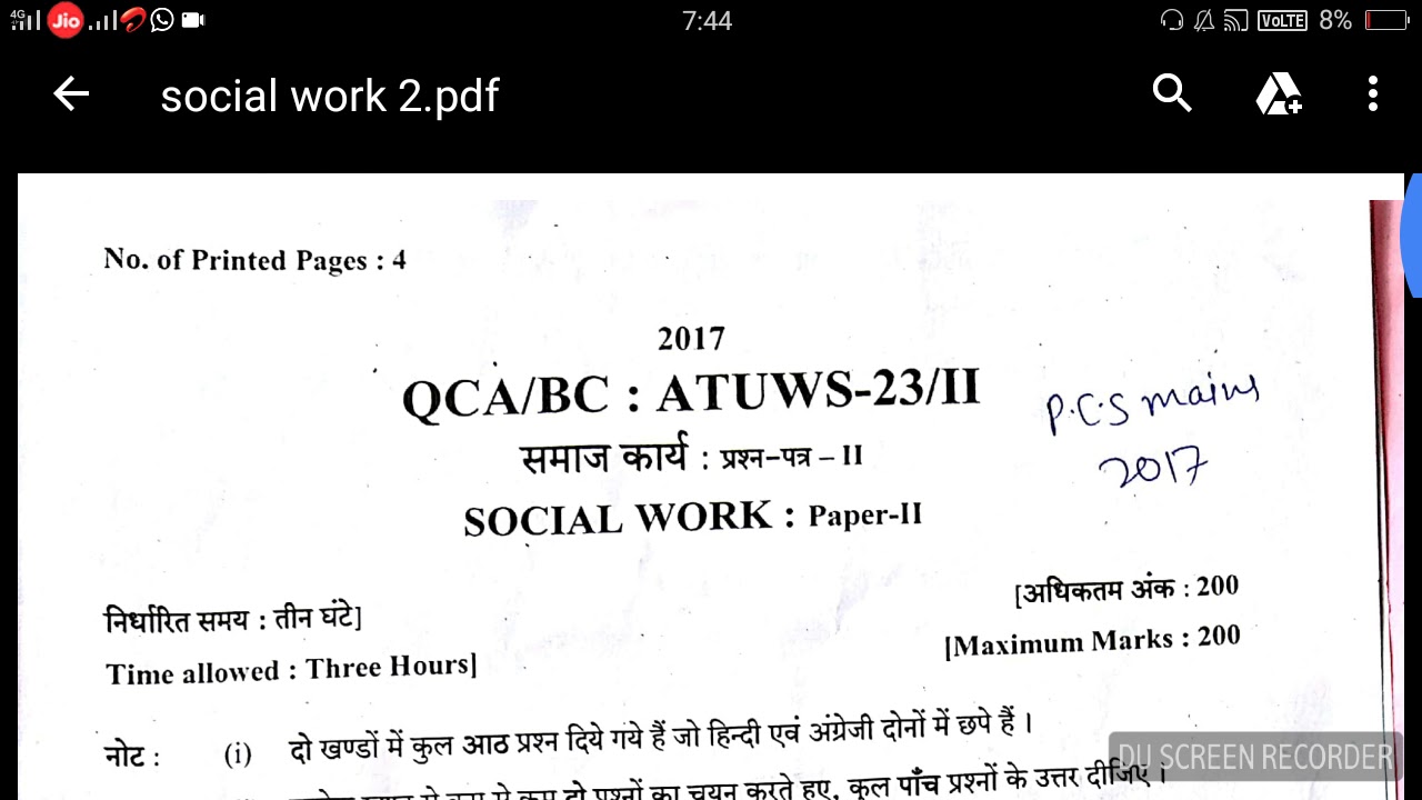 Social work paper 2 solve and analysis..