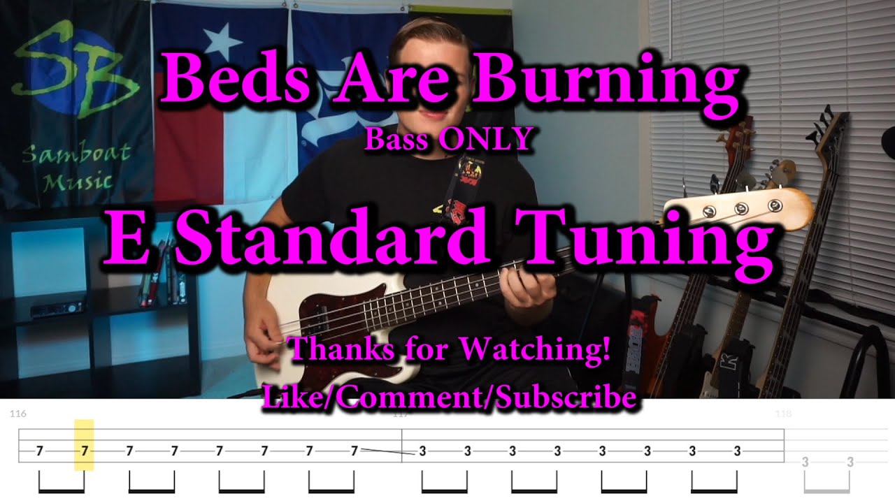 Beds Are Burning Midnight Oil (Bass ONLY Cover with Tabs) YouTube