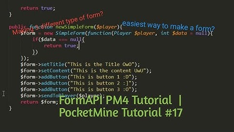 FormAPI Tutorial (PM4) | PocketMine Coding Tutorial #17