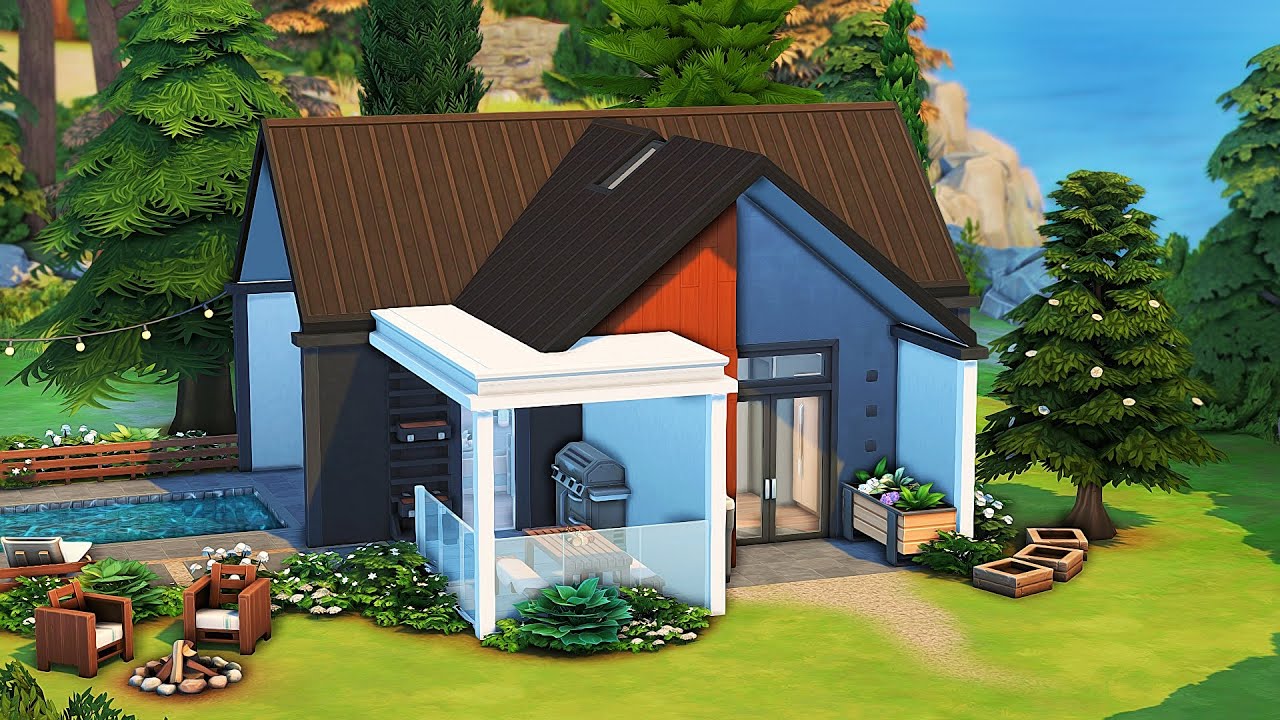 TINY MODERN FOREST CABIN 🌲 | The Sims 4 Speed Build - YouTube