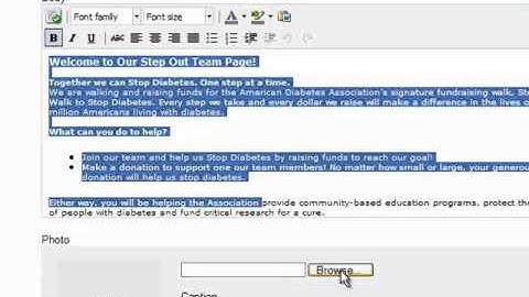 2011 Step Out Participant Center - Editing the Team Page