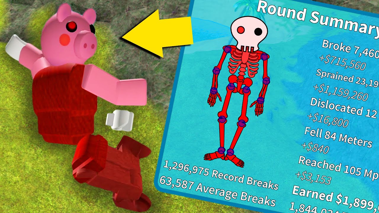 I Broke One Million Of Piggy S Bones Ouch Roblox Broken Bones Youtube