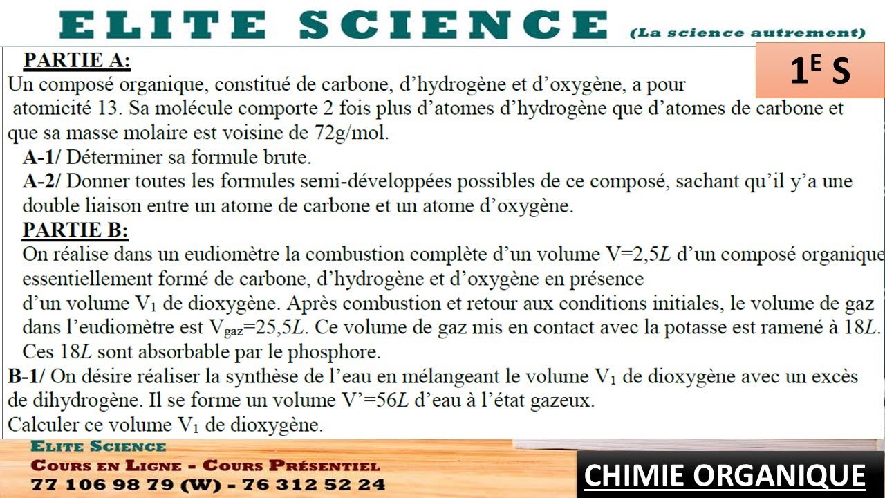📽(1es/CHIMIE): EXO DE SYNTHESE SUR CHIMIE ORGANIQUE 🧪⚗: Réactivité, FSD...