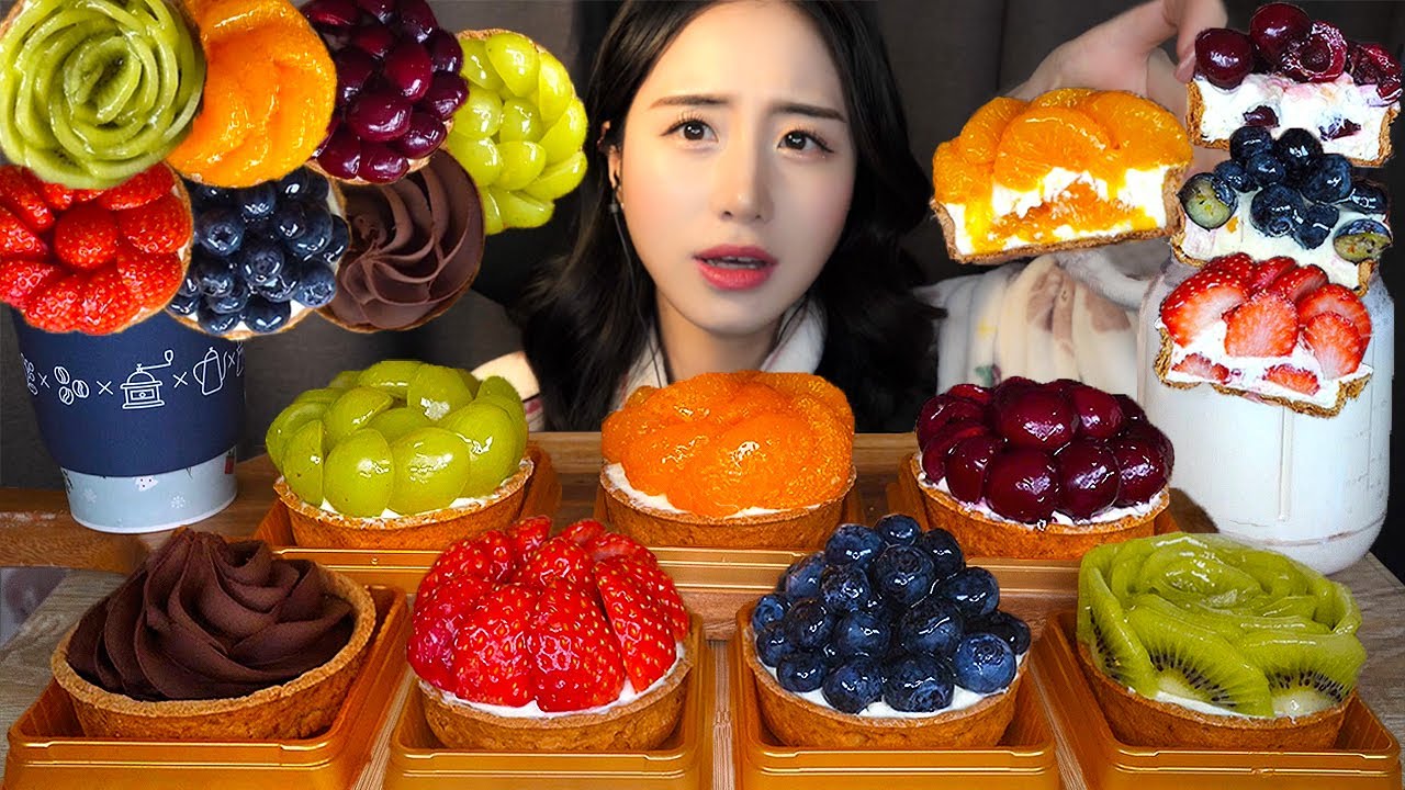 Взбитые сливки Фруктовые пироги ASMR Мукбанг Десерт MukbangㅣШоколадㅣDessert Fruit Tarts