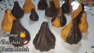 Orange mawa modak recipe/chocolate mawa modak recipe/How to make orange chocolate mawa modak