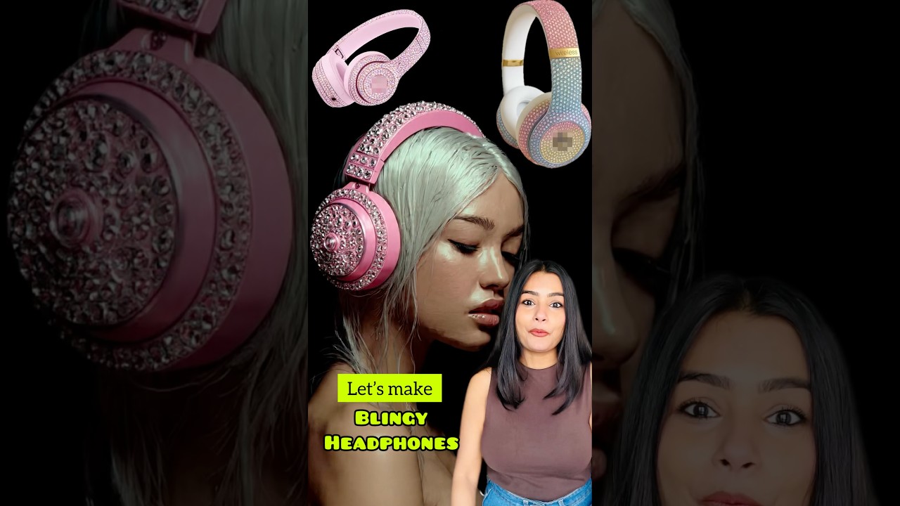 Blingy Headphone mei itne STONES lagae😱 #crafteraditi #handmade #DIY #shorts #blingy @CrafterAditi