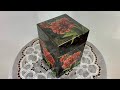 Decoupage sobre negro, Cómo plastificar servilletas, Caja de cartón, Diy, Artesanato, Cofre