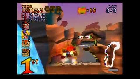 Crash Team Racing (PS1) 101% Walkthrough - Part 12 - Dingo Canyon (Platinum Relic and CTR Token)