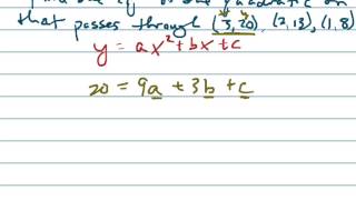 Find quadratic function given 3 points Wealth
