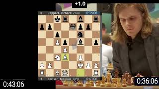 2023-01-21 R07 Carlsen - Rapport. Tata Steel. The Theatre of Chess (Live PGN)