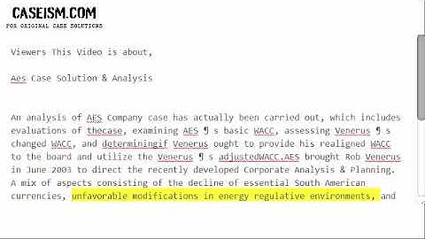 Aes Case Solution & Analysis-  Caseism.com
