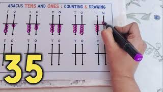 Learn Abacus Beads Drawing 31–40 | Simple Abacus Counting Activity