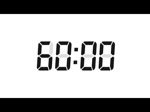 60 Seconds Digital Countdown Timer | White Background | Black Text | No Sounds