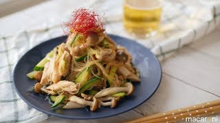 チンして混ぜるだけ！ささみと きのこの 春雨 サラダ のレシピ 作り方