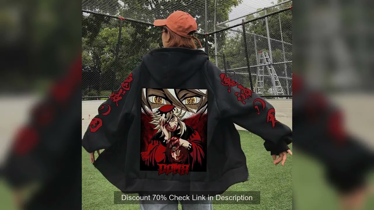 Douma Demon Slayer Anime Graphic Zip Up Hoodies Men Women Hooded Streetwear Long Sleeves Casual Loos
