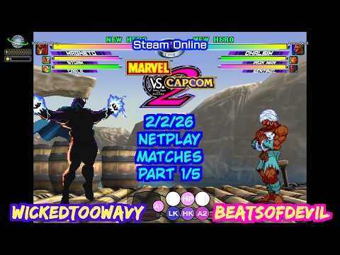MvC2 Dhalsim BeatsofDevil vs WickedTooWavy 2/2/26 part 1 of 5 Steam Netplay