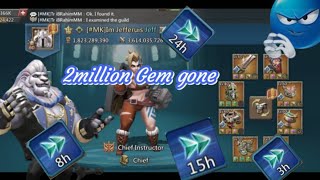 Spending 2m gems, worth 1500 days speedup training T5 t4 Lords Mobile 
