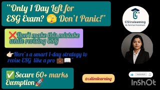 🎯Only 1 day ⏳left for ESG🫣? ❌Don’t panic!👉🏻 Use this 1-day  strategy 🚀&amp; enter exam hall like  pro 🔥