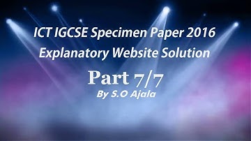 ICT IGCSE 2016 Specimen Website Soltion
