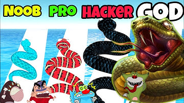 NOOB vs PRO vs HACKER vs GOD in Snake Master 3D Game | Oggy, Jack, Shinchan, Bob || Daddy Gaming